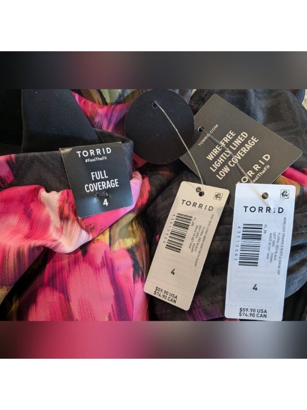 Torrid Wireless Floral Ruffle Bikini Top & Swim Skirt With Bottoms NWT Sz 4x - Picture 16 of 16